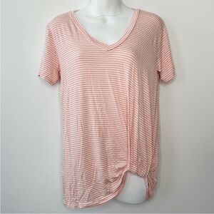 MAGIC FIT Pink Ivory Striped The Cassie Top T-shirt Size Small